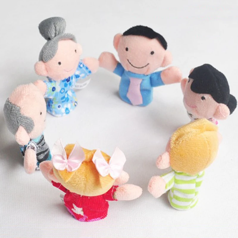 1 шт. Семейные пальчиковые куклы тканевые детские развивающие ручные игрушки для