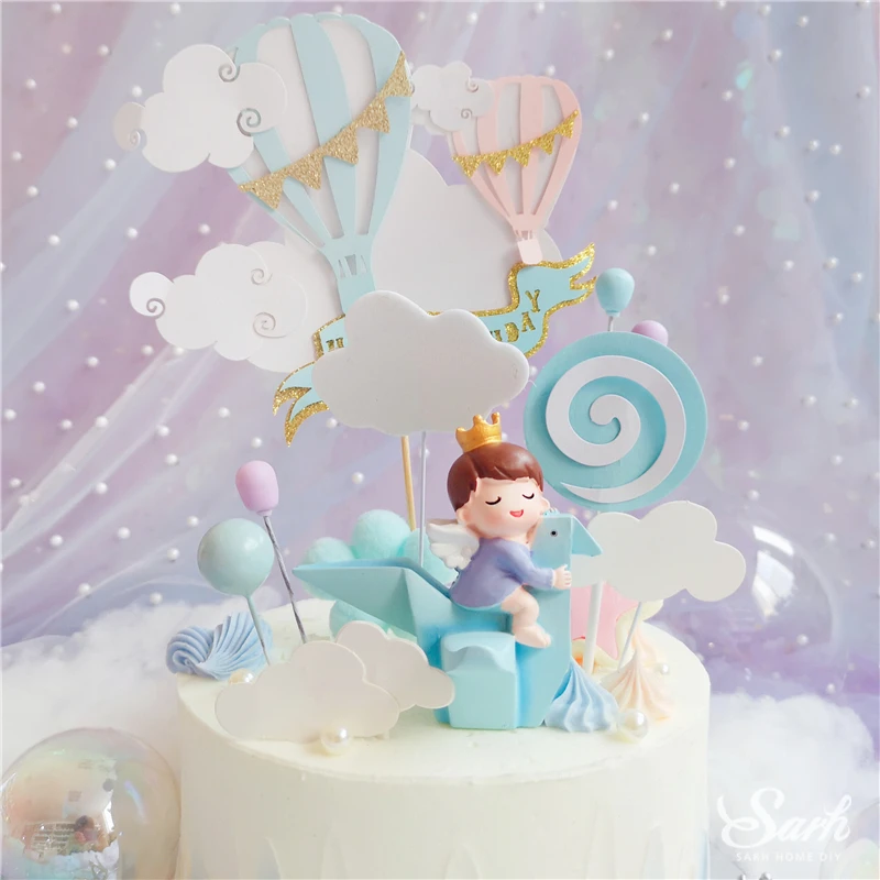 Корона мальчик девочка и журавль розовый синий день рождения украшение Радуга