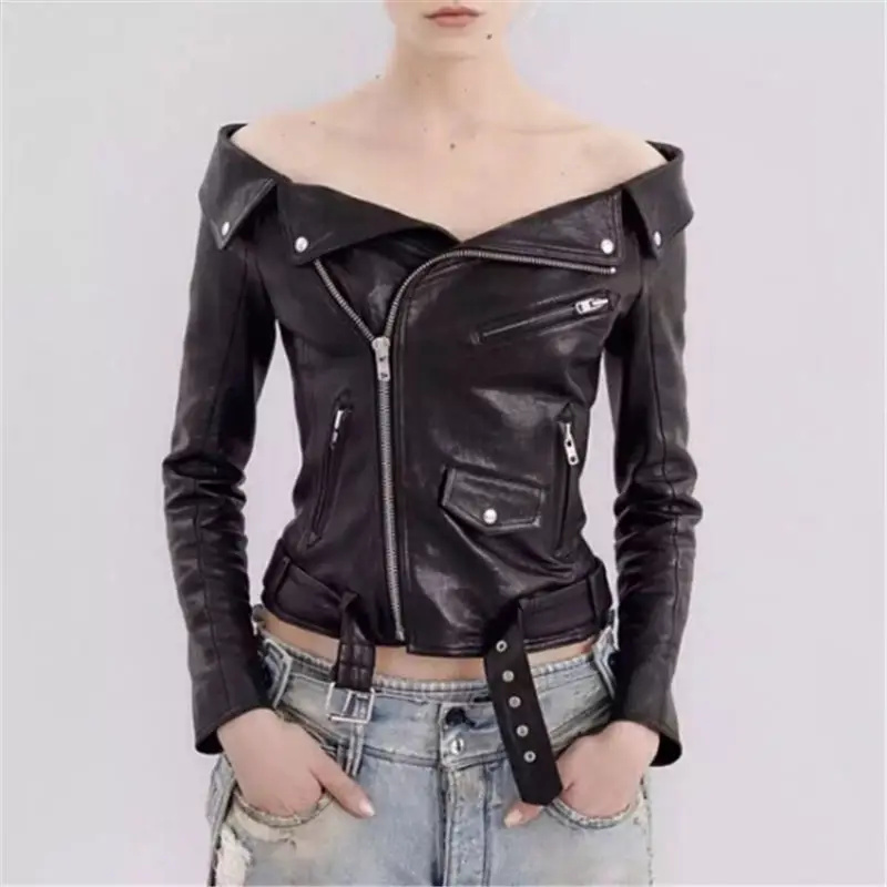 Женские байкерские куртки NUVOLE MODE Короткие Байкерские Куртки из искусственной