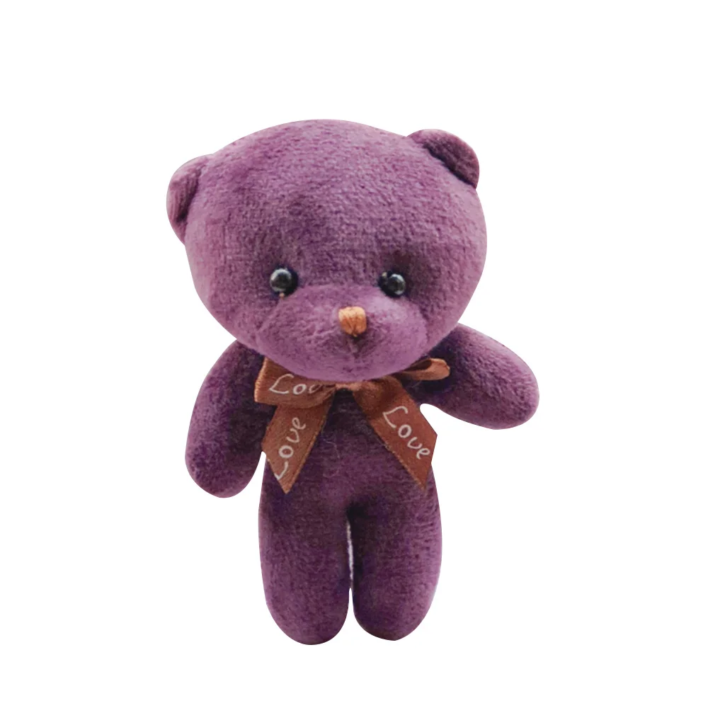 Purple Мини 6 цветов Kawaii плюшевый мишка плюшевые детские игрушки кукла для свадебной вечеринки DIY цветок букет украшение кукла для детей - Цвет: Purple
