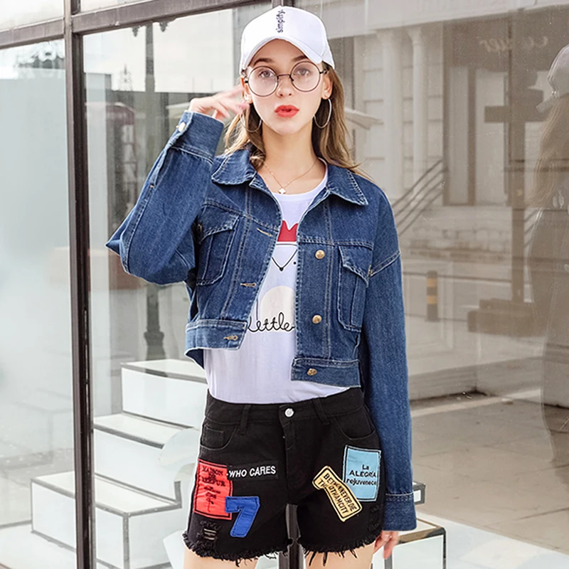 2019 новая весенняя куртка Женская Студенческая с милым Микки джинсовая принтом