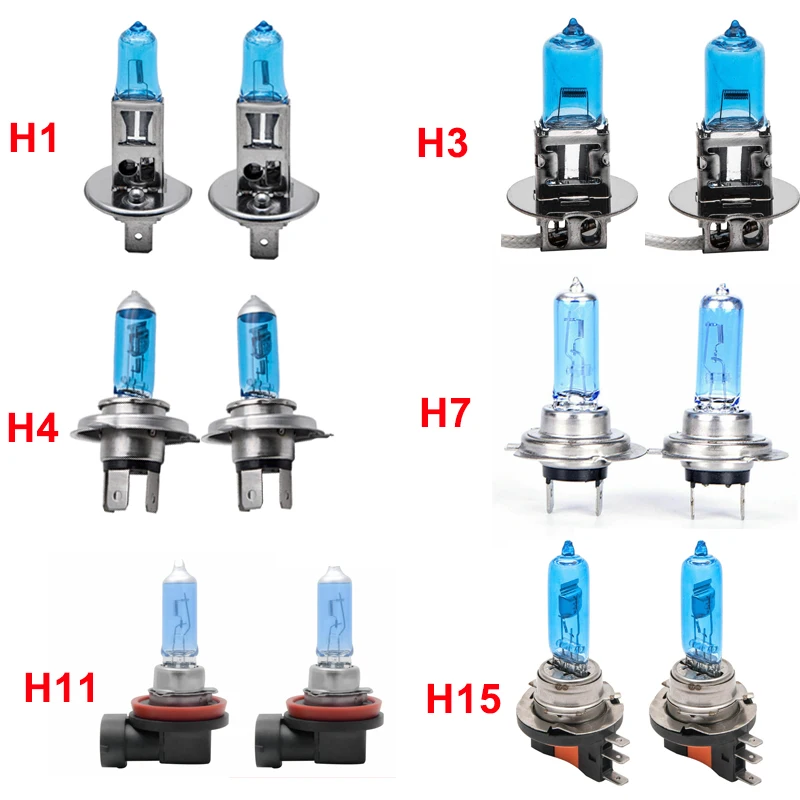 2 шт. супер белая галогенная лампа H1 H3 H4 H7 H11 H15 5000K 100W 12V автомобильная фара|Лампы