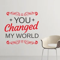 red and black valentines day you changed my world image with stars and curves wall sticker art decals wallpaper for room decal