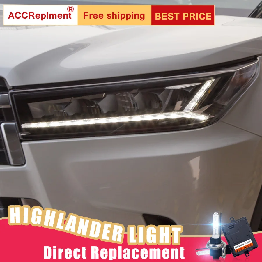 2 шт. светодиодный головной светильник s для Toyota Highlander 2018 автомобильный