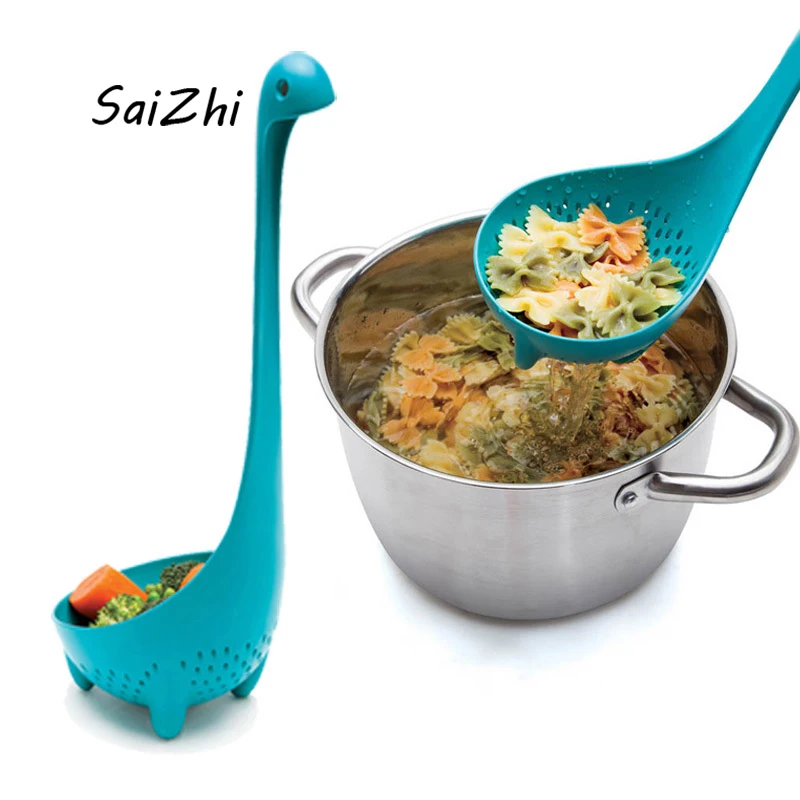 Творческий ColandersTableware длинной ручкой ложка ситечко Лох Монстр милый динозавр Vergiet