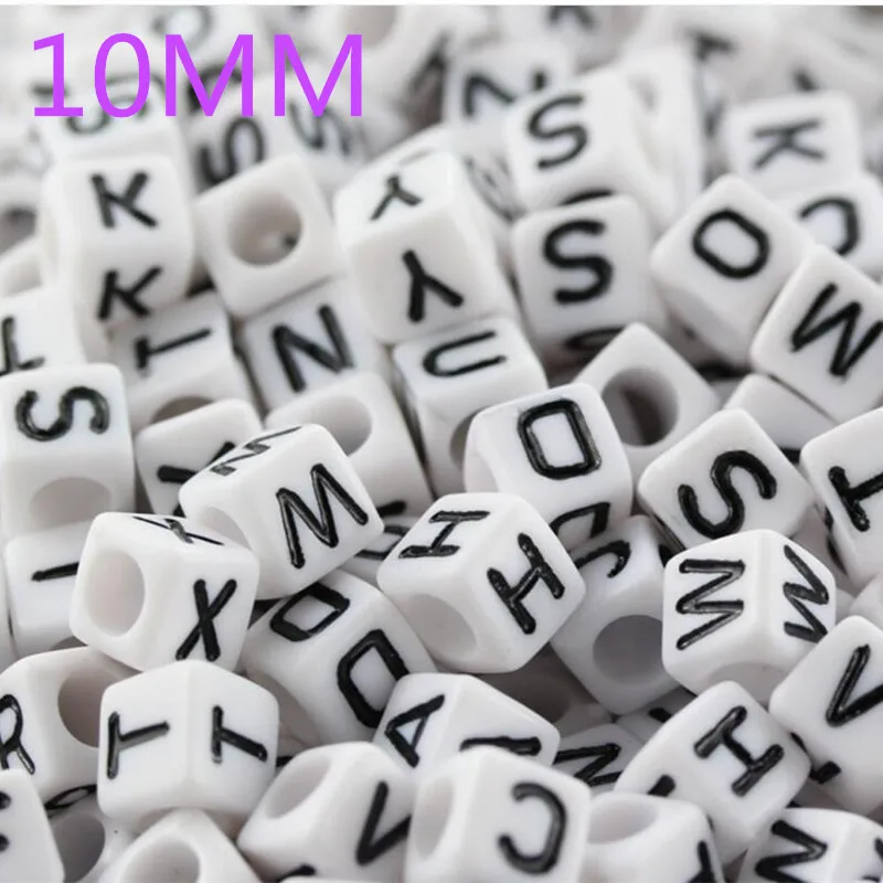 

Fashion Acrylic Alphabet Lettter DIY Beads For Bracelet Cube Loose Plastic A TO Z Letters Beads 10MM xyb001