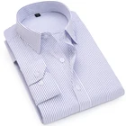 Классическая мужская рубашка в полоску, деловая формальная офисная рубашка с длинным рукавом, размера плюс 7XL, повседневный Топ, осень 2019