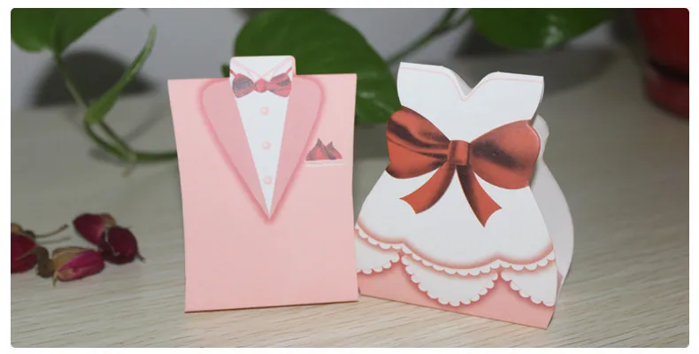 

Pink Tuxedo and Gown Favors Box wedding gift Boxes candy box