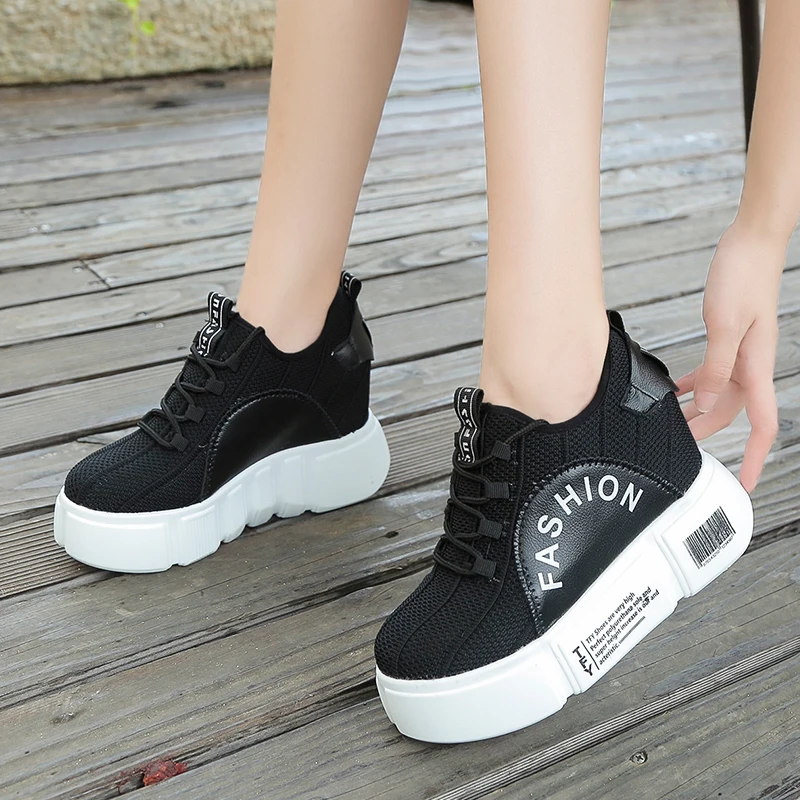 OLOMM 2019 autumn new sports Korean version of the wild 10cm increased casual shoes thick-soled wedge LL-50 | Обувь