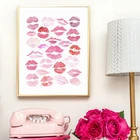Модный холщовый постер с принтом розовых губ и поцелуев, для девочек, настенная живопись, макияж, красота, помада, картина, украшение для дома и ванной комнаты