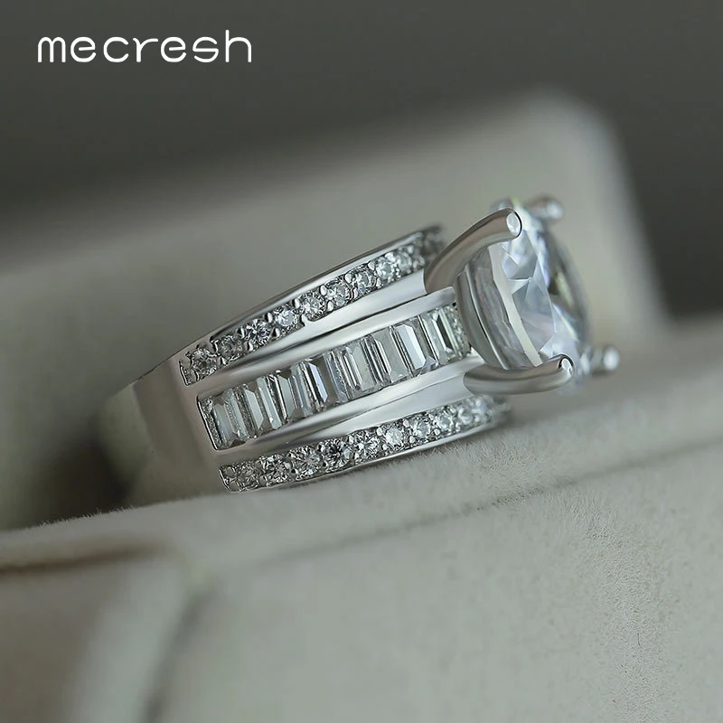 Mecresh прозрачный топ кубический цирконий женские кольца обручальные роскошные