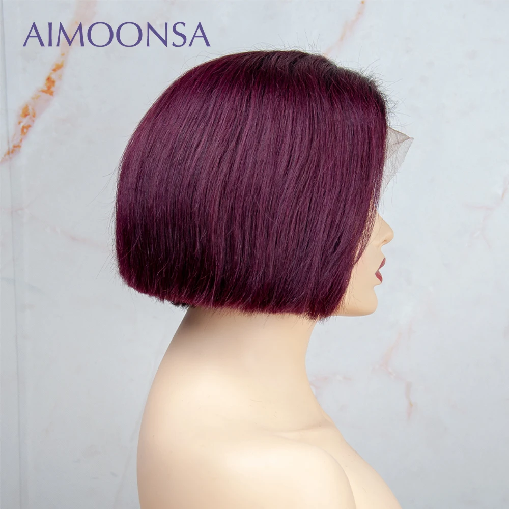 13x6 613 короткий Боб человеческие волосы парики Pixie Cut Кружева передние для черных