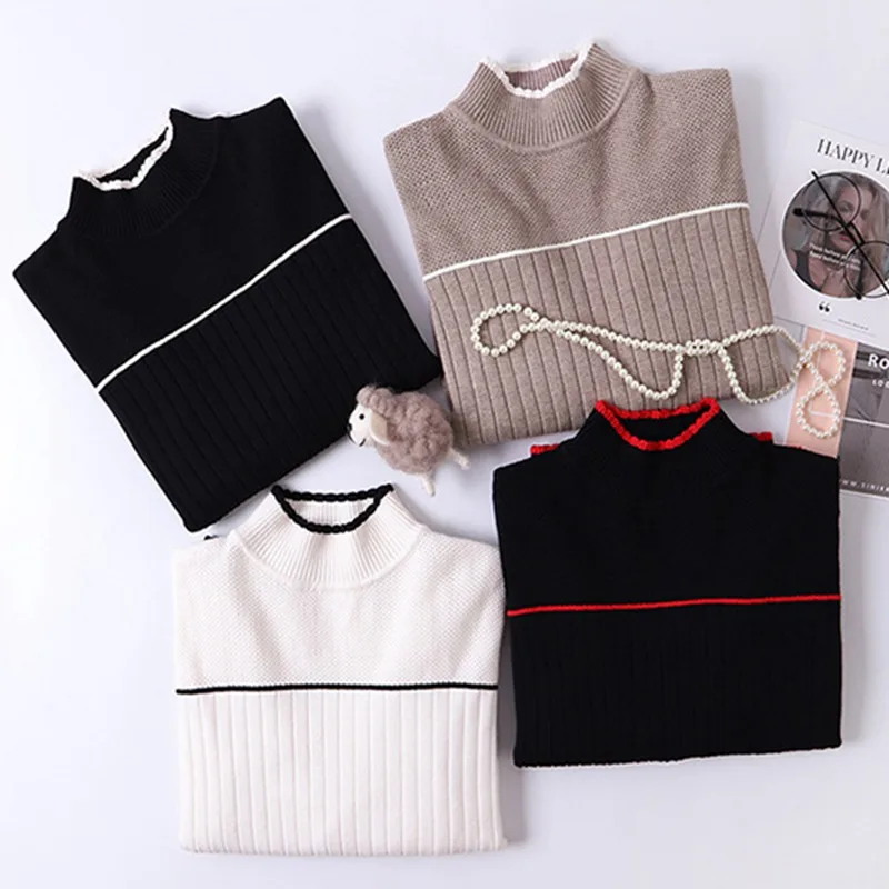 GIGOGOU Women Pullover and Sweater Autumn Winter Ribbed Knitted Sweaters Top Striped Warm Thick Female Jumper for Christmas Pull | Женская