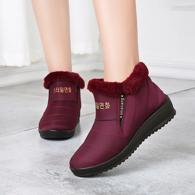 New Fashion Men Winter Shoes Solid Color Snow Boots Plush Inside Antiskid Bottom Keep Warm Waterproof | Обувь