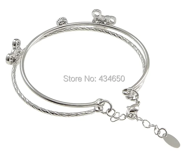 Free shipping!!!Brass Bangle Bling with 1.5lnch extender chain platinum plated enamel &amp rhinestone 2-strand nickel | Украшения и