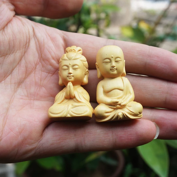 Резные Гуаньинь бусины из натурального самшита кулон Boddha маленькие подвески Mala