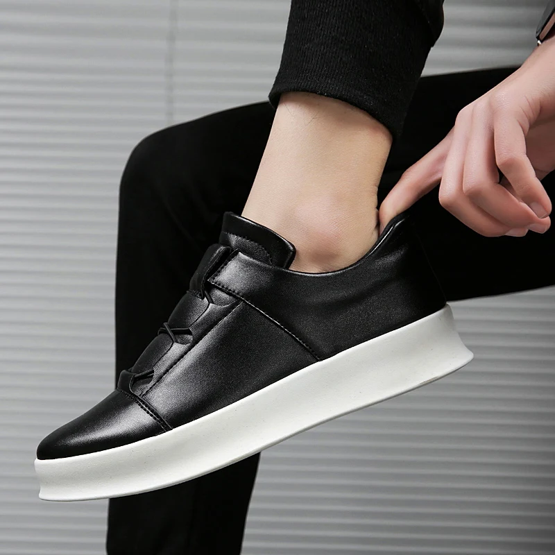 spring New brand Men Leather Loafers Slip On Casual Shoes Mens Moccasins Leisure Driving White Black Board NC-97 | Обувь
