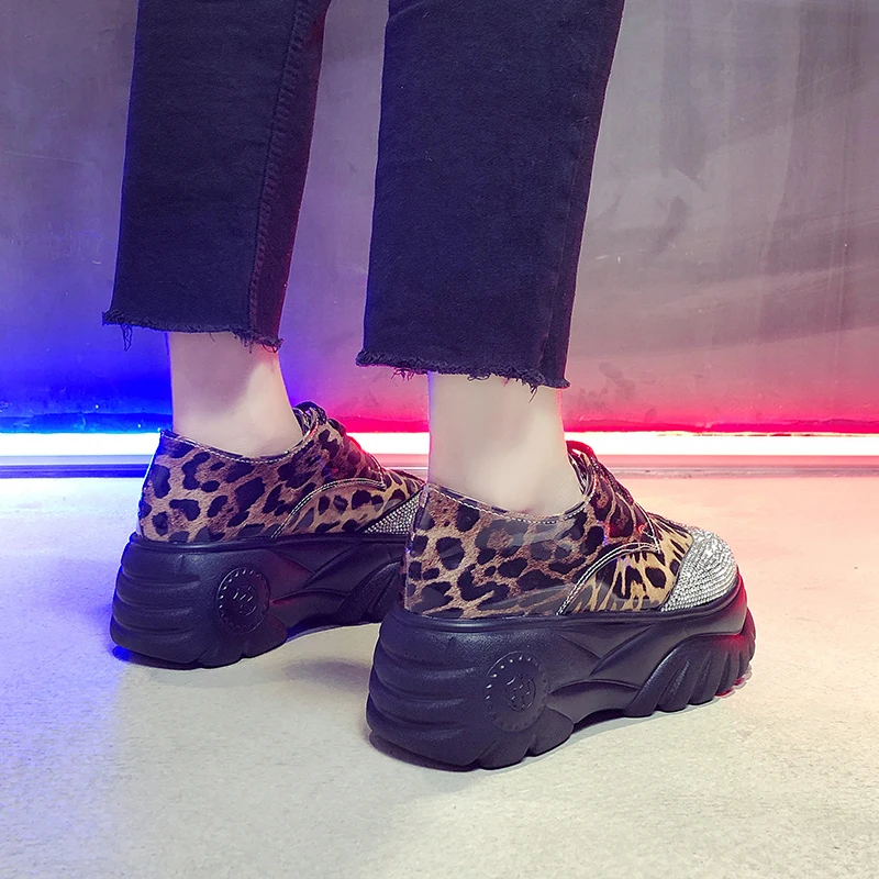 Fujin/Новинка блестящая женская повседневная обувь с блестками на платформе модные