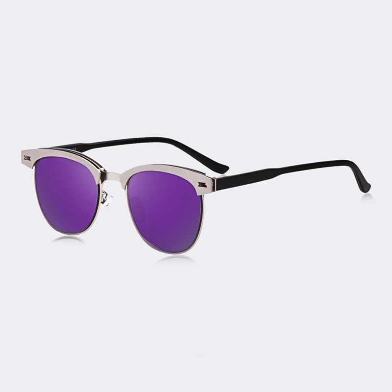 C2Purple mirror AOFLY, модные женские солнцезащитные очки, металлическая полуоправа, солнцезащитные очки для женщин, фирменный дизайн, Ретро стиль, квадратные зеркальные оттенки, UV400, Gafas - Цвет линз: C2Purple mirror