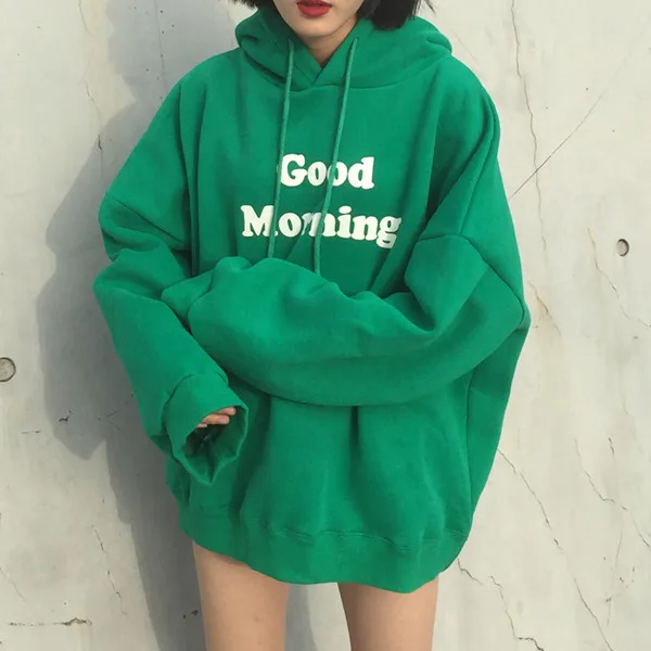

Sweatshirts Woman 2021 Korean Style Ulzzang Harajuku Letters Printed Loose Long Sleeve Hooded Sweatshirt Hoodie Women Hoodies