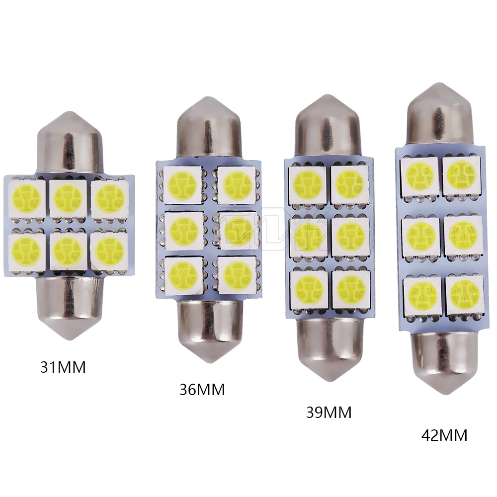Автомобильные светодиодные гирлянды C5W 6SMD 6 светодиодов 5050 31 мм 36 39 42 c10w лампы для