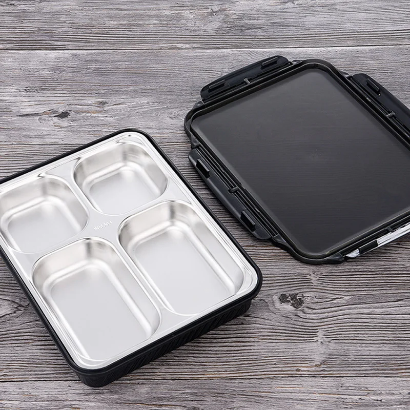 Портативный черный японский бенто ланчбокс из нержавеющей стали термокоробки