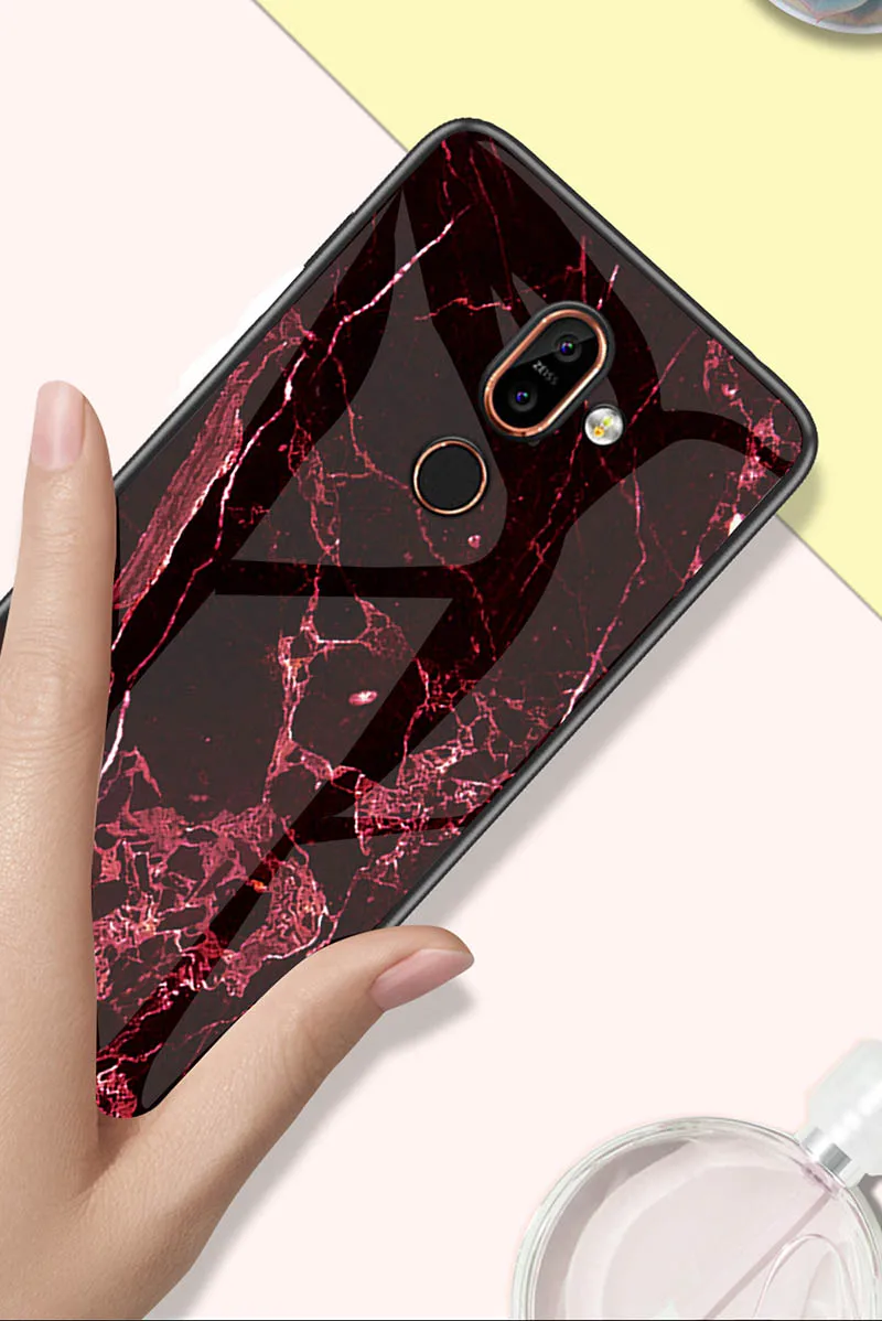 Роскошный Мраморный чехол из закаленного стекла для Nokia X6 7 Plus 3,1 7,1 Plus X7 4,2 1X71 защитный чехол для задней панели телефона с силиконовой рамкой