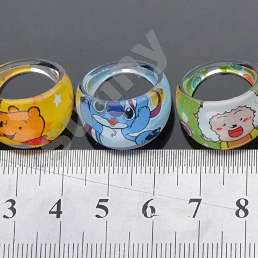 10 шт. смешанные партии милый мультфильм животных кольцо Дети смолы Lucite кольца ювелирные изделия 15 мм Лучшие подарки на Рождество