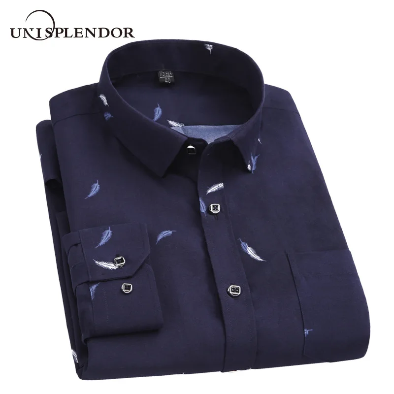 2019 New Spring Summer Men's Shirts Feather Printed Plaid Men Casual Shirt Male Camisa Man Business Soft Cool Tops YN10466 |