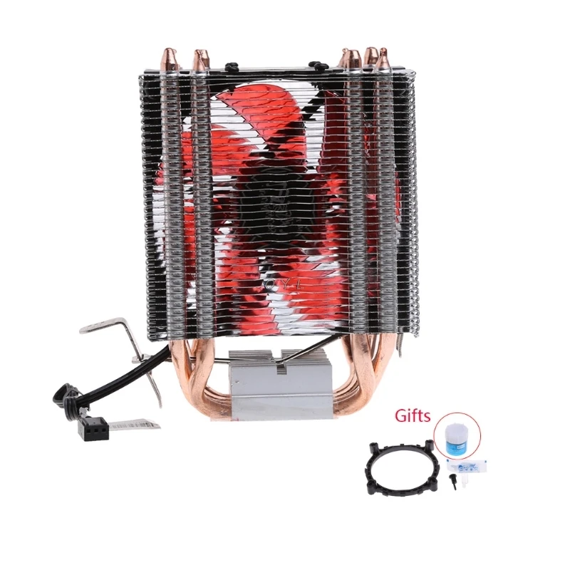 Кулер для процессора 4 тепловых трубки 130 Вт красный кулер 3-контактный вентилятор