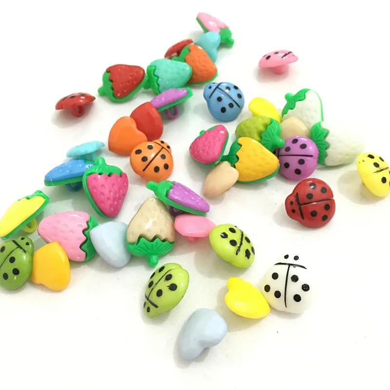 100 шт. Разноцветные Детские пуговицы с 1 отверстием|children buttons|shaped buttonplastic ladybug |
