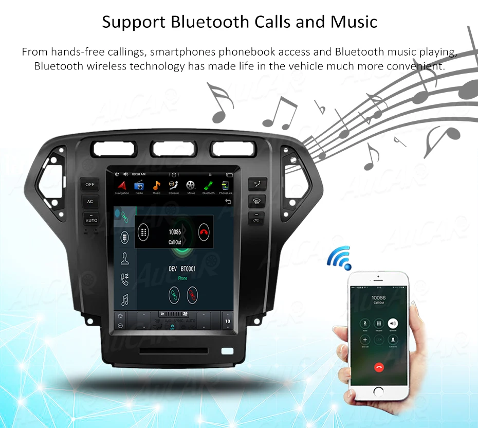 Tesla style 10," для Ford Mondeo 2007-2010 автомобильный радиоприемник 2 DIN Android 8,1 Кассетный плеер 1 din мультимедийный стерео ips HDMI AHD BT