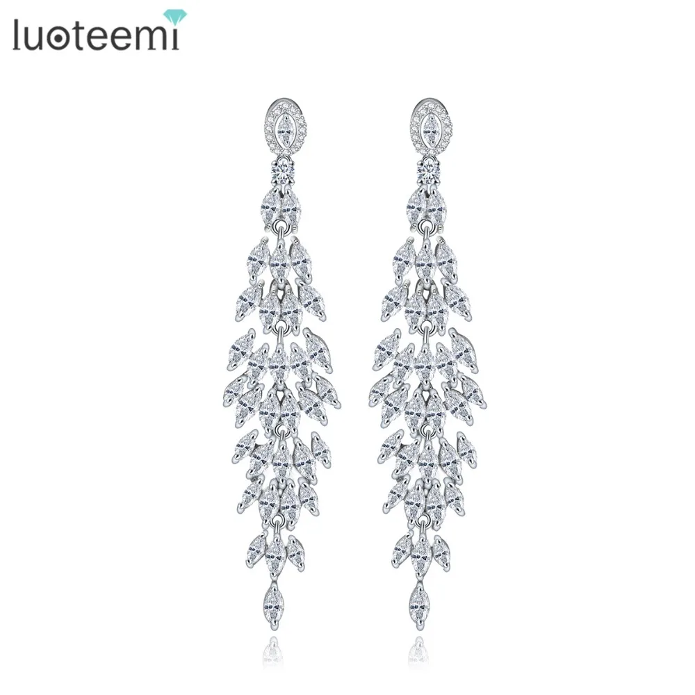 Luoteemi Новый Рождественский подарок изделия долго Tear Drop CZ Кристаллические серьги