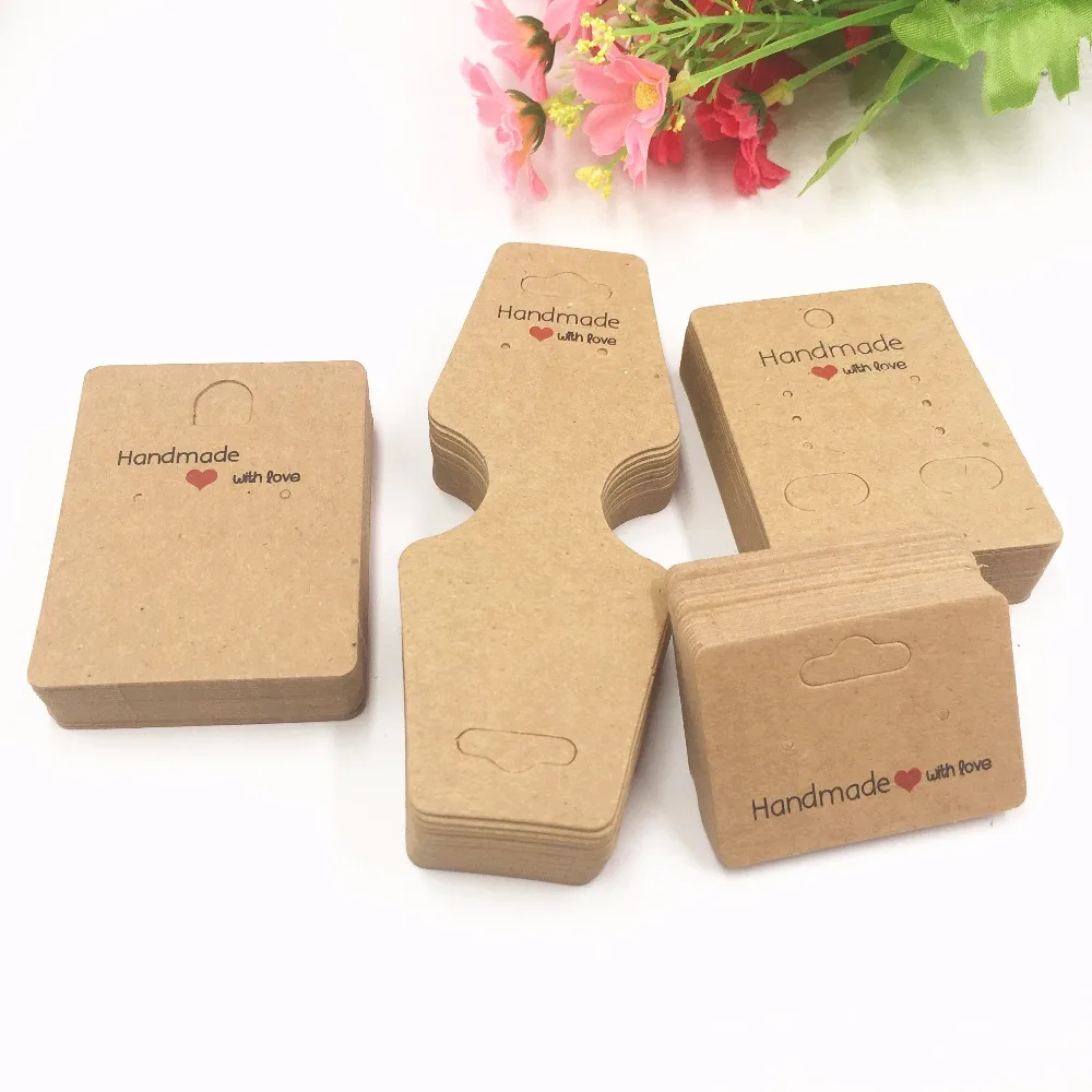 100 шт. карточки для украшений ручной работы из крафт бумаги с надписью with love|jewelry