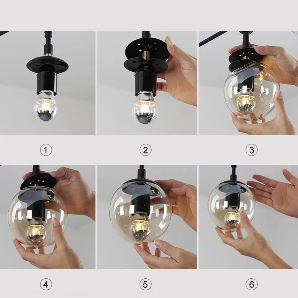 Arañas led de bola de cristal de globo, lámpara Industrial Edison, candelabro nórdico moderno, Lámpara manual de iluminación E27