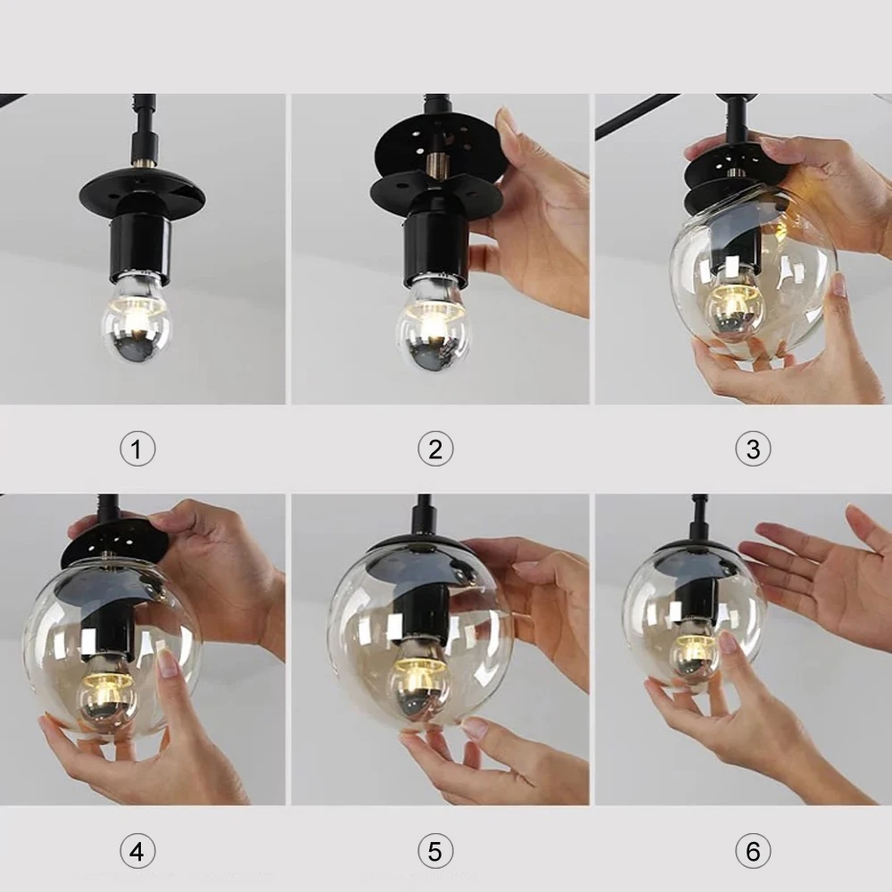 Globe Glass ball led Chandeliers Industrial Edison Chandelier Fixture Nordic Modern Chandelier Lighting Handing Lamp E27