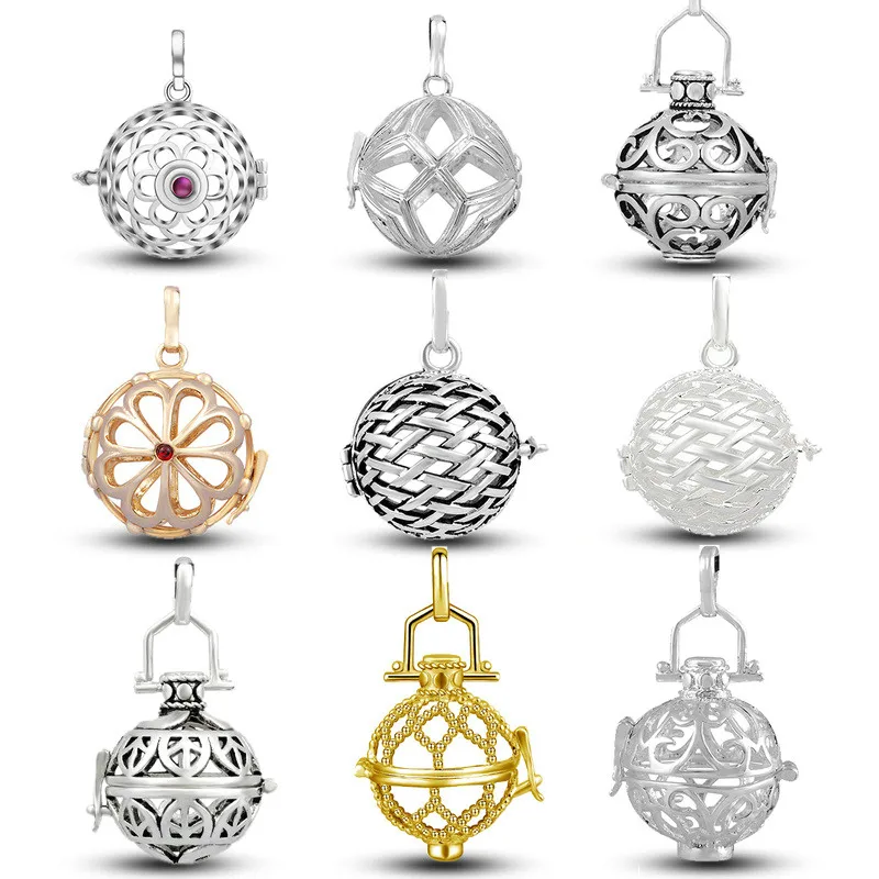 

EUDORA 20mm Bass Harmony bola Locket Cage 9 mixed style Cages for Aromatherapy locket Pendant DIY Jewelry Findings & Components