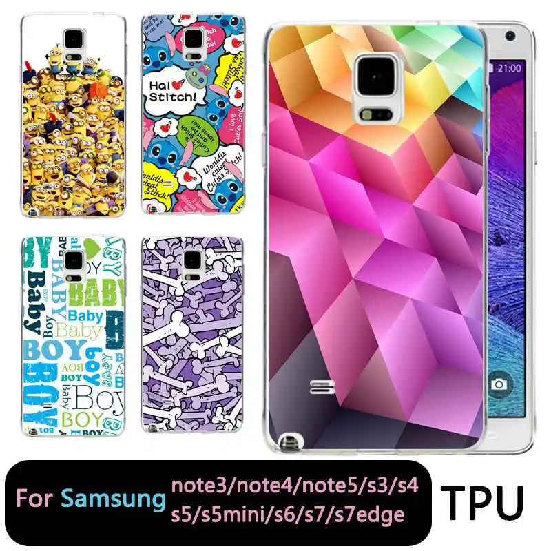 QMSWEI TPU Soft Phone Case For samsung Note5 S8 s6 s7 edge s4 s5 s3 C5 C9 note3 note4 S9plus Stitch Bone Dog Silicone Cover |