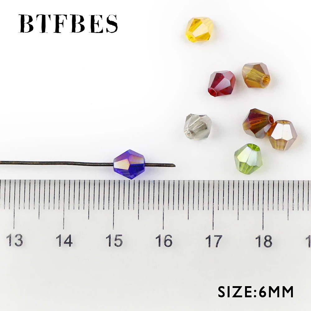 Конусная стеклянная бусина BTFBES 6 мм AB для биконусного велосипеда 50 шт свободная