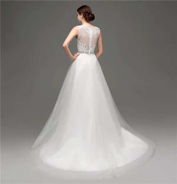 Без рукавов Тюль Аппликация Прозрачный вырез Бисероплетение створки Свадебные