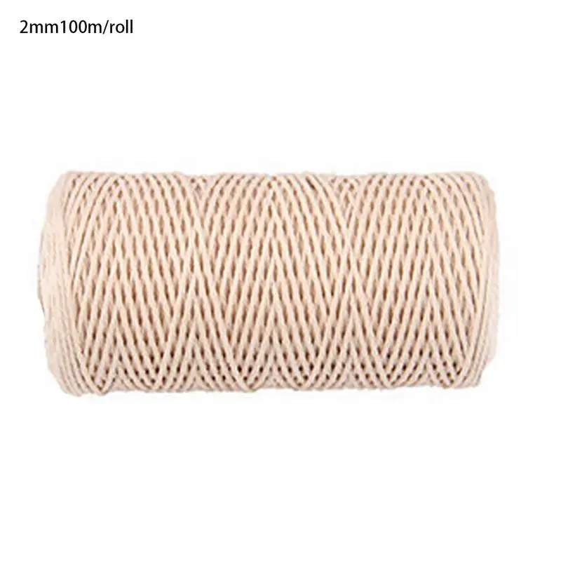 2mm 100M 200 м прочный белый хлопковый шнур Натуральный Бежевый скрученный шнур веревка для рукоделия макраме ручная работа домашняя декоративная поставка 3 мм - Цвет: 2mm 100M
