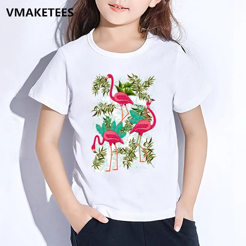

Kids Summer Girls & Boys T shirt Children Pink Flamingos Exotic Birds Cartoon Print T-shirt Casual Funny Baby Clothes,ooo2150