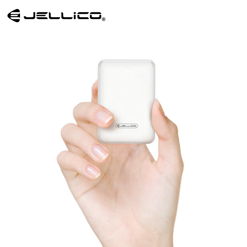 Jellico, мини внешний аккумулятор, двойной USB, 10000 мА/ч, внешний аккумулятор для мобильного телефона, для iPhone X, портативное зарядное устройство, мини внешний аккумулятор для samsung - Цвет: White