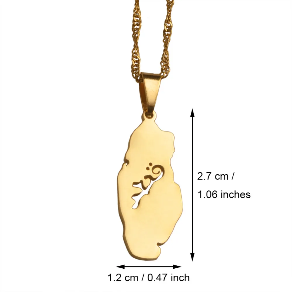 Qatar Country Map Gold Color Thin Chain Pendant Necklace for Women Girls Qatari Jewelry Gifts #J0439 | Украшения и аксессуары