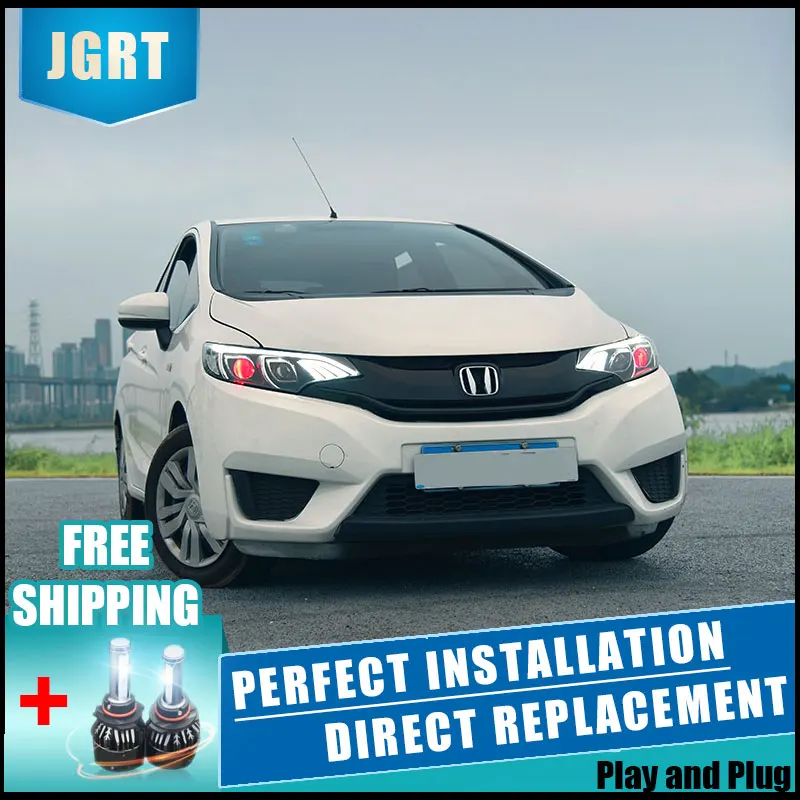 Светодиодные фары для Honda fit 2015 2016 2 шт. Автомобильные светодиодные двойные