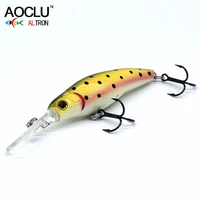 aoclu new wobblers 60mm 5 5g floating hard bait minnow crank depth 2 5m fishing lure vmc hooks 6 colors tackle quality