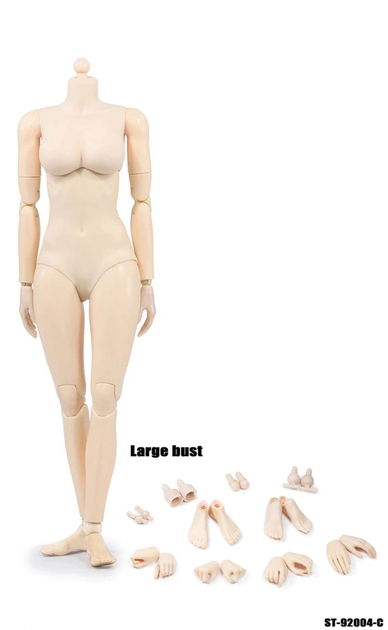 

1/6 Scale 12 Inches Xing Series Female Figures Bodies European White Color Movable Joints PVC Small Mid and Large Busts