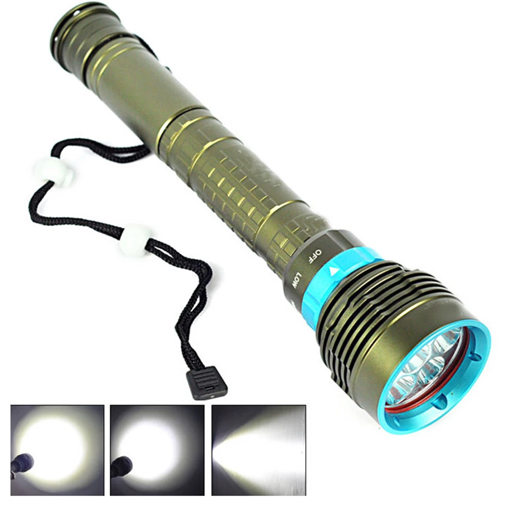 7 светодио дный CREE XML T6/L2 10000LM Водонепроницаемый светодио дный фонарик Подводные 100 м Дайвинг фонарик факел для Пеший Туризм обрушения Охота