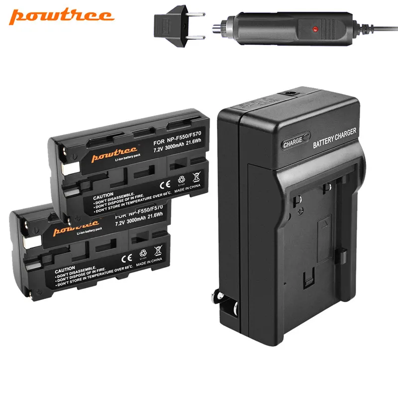 Powtree для sony NP-F550 NP F550 NPF550 Батарея+ Зарядное устройство для sony NP-F330 NP-F530 NP-F570 NP-F730 NP-F750 Hi-8 GV-D200 L10 - Цвет: 2 Pack Battery