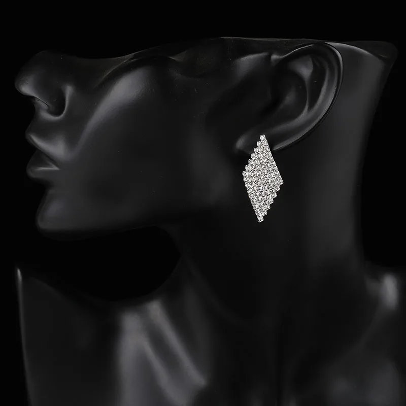 Женские серьги гвоздики серебряного цвета с кристаллами|crystal stud earrings|stud earringsstud